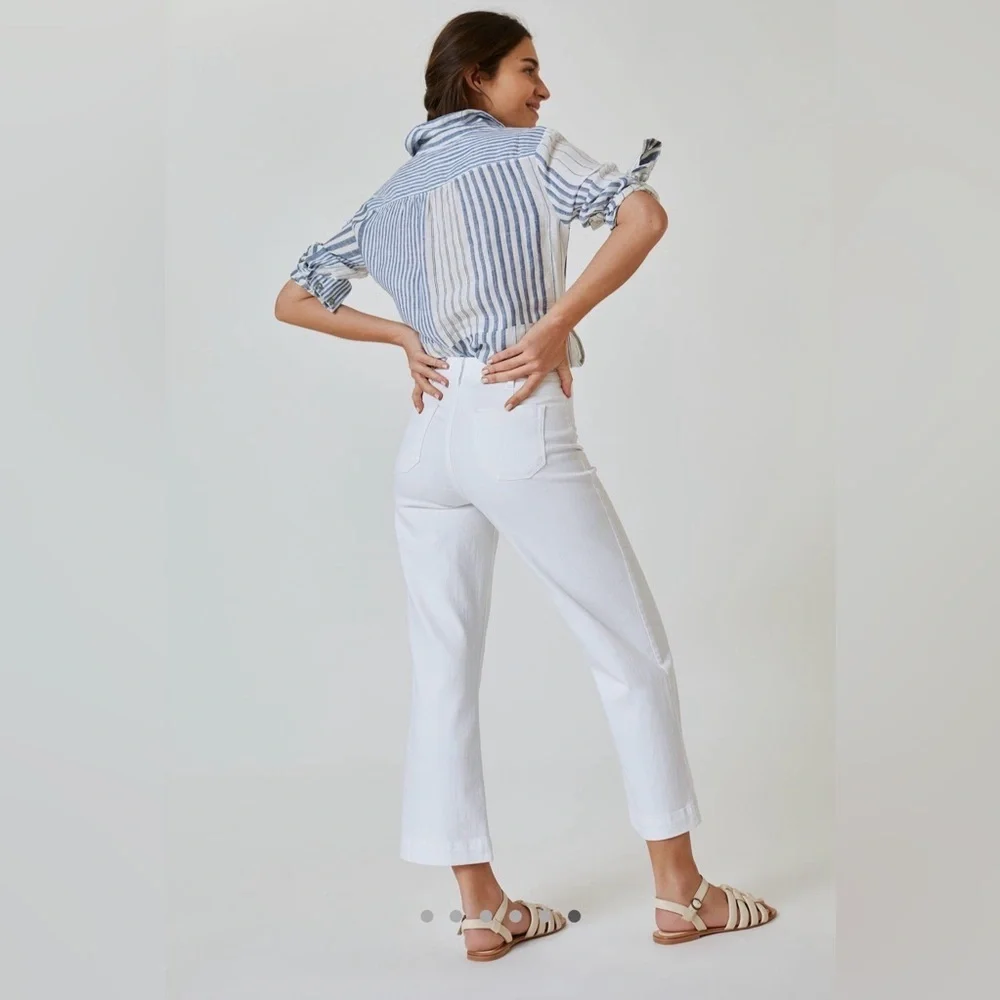 Paige Nellie Cropped White Jeans, NWT - Picture 4 of 7